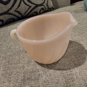Pink Swirl Vintage Fire King Oven Ware  Creamer